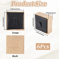 6 présentoir à anneau simple en bambou avec tapis en cuir PU/velours&nbsp;RDIS-CL0001-01B