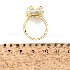 Messing mit natürlichen Barockperlen-Fingerringen&nbsp;RJEW-Q023-01G