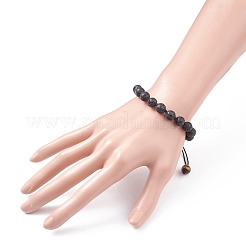 Ensemble de bracelets de perles tressées rondes en œil de tigre naturel et roche de lave de 8 mm&nbsp;BJEW-JB07083