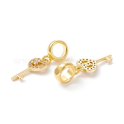 Charms pendenti europei in ottone con zirconi cubici&nbsp;KK-B037-26G