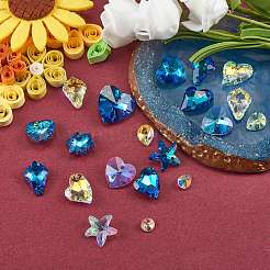 28pcs 14 Stil facettierte Glas Strass Charms&nbsp;RGLA-SZ0001-02