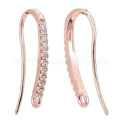 4 Paar 4 Farben Messing Micro Pave Clear Kubisch Zirkonia Ohrringhaken&nbsp;ZIRC-ZZ0001-01