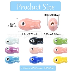18pcs 9 Farben handgemachte Porzellankeramikperlenstränge&nbsp;PORC-YW0001-16