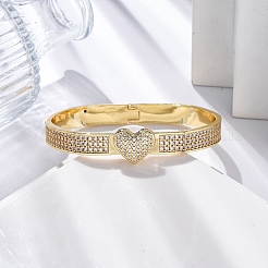 Bracelets à charnière en laiton plaqué or avec micro pavé de zircones cubiques&nbsp;BJEW-H624-06D-G