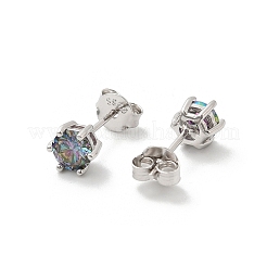 925 Ohrstecker aus Sterlingsilber mit Moissanit-Strass&nbsp;EJEW-U042-05P-01