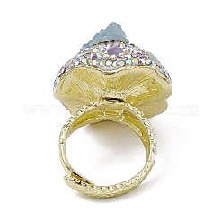 Unregelmäßige verstellbare Ringe aus natürlichem Aquamarin mit Strass&nbsp;RJEW-D077-03G