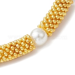 Distanziatore in lega a fiocco di neve e braccialetti elastici con perle di vetro per le donne&nbsp;BJEW-JB11803-03