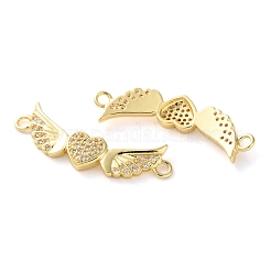 Gestellplattierung Messing klare Zirkonia Flügel Herz Verbindungsstück Charms&nbsp;KK-C084-12G