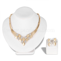 Ensembles de colliers et boucles d'oreilles à chaîne en alliage de losange et strass en cristal&nbsp;FS-WG42A89-01