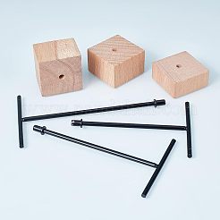 Set di espositori per orecchini in ferro e legno con barra a t&nbsp;EDIS-WH0016-03