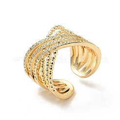 Anneau de manchette ouvert croisé en zircone cubique transparente&nbsp;RJEW-G251-09G