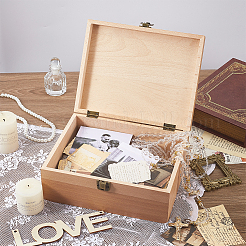 Rechteckige Erinnerungsboxen aus Holz mit Deckel&nbsp;CON-WH0101-014