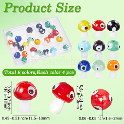 36 stücke 9 farben handgemachte böse auge Bunte Malerei perlen&nbsp;LAMP-PA0001-59