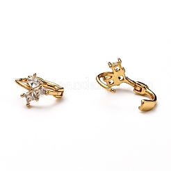 Boucles d'oreilles huggie huggie en laiton micro pave clair&nbsp;EJEW-H121-20G