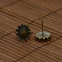 9.5~10x5~6 cabochons mm dôme de verre transparent et les accessoires oreille de goujon en laiton de bronze antiques pour image bricolage boucles d'oreille&nbsp;DIY-X0178-AB