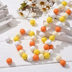 160pcs 4 couleurs pays de ferme et perles de bois naturel peintes de style rustique&nbsp;WOOD-LS0001-01L