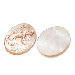 Cabochons sculptés en coquille jaune naturelle&nbsp;SHEL-G024-02B