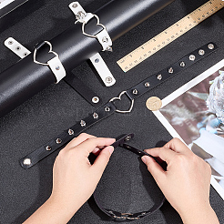 4 stücke 4 arten einstellbare gothic pu leder legierung herz spike niet choker halsketten für frauen&nbsp;NJEW-CL0001-18
