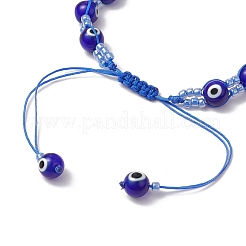 Bracelets tressés en perles de verre contre le mauvais œil pour hommes et femmes&nbsp;BJEW-MZ00160
