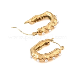 Placcatura ionica (ip) 304 acciaio inossidabile con orecchini a bottone in perle finte ABS per donna&nbsp;EJEW-N055-23G