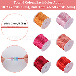 6 Rolle Nylon-Rattail-Satinschnur in 6 Farben&nbsp;NWIR-SC0001-10