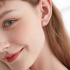 2 Paar 925 Sterling Silber Micro Pave klare Zirkonia Blume Knorpel Ohrringe&nbsp;EJEW-BBC0001-57P