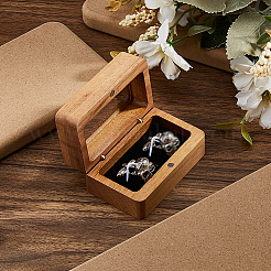 Magnetische Geschenkboxen zur Aufbewahrung von Manschettenknöpfen aus Holz mit Fenster und Klappdeckel&nbsp;WOOD-WH0062-27A