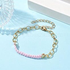Bracelets à maillons tressés en cordons de coton ciré&nbsp;BJEW-JB09963-01