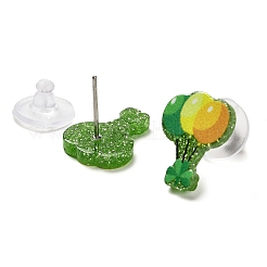 Pendientes de botón de acrílico y acero inoxidable 304 con temática del Día de San Patricio para mujeres y hombres.&nbsp;EJEW-H112-01B