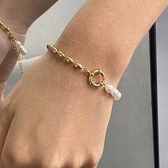 Modische Kunststoffperlen- und ovale Perlengliederarmbänder aus 304 Edelstahl für Frauen&nbsp;UP6693