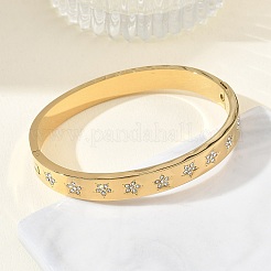 Bracciali rigidi da donna in acciaio inossidabile 304 con strass e chiusura a cerniera.&nbsp;BJEW-Z178-06G