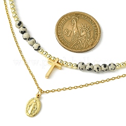 2 stücke 2 stil 304 edelstahl jungfrau maria & kreuz anhänger halsketten set&nbsp;NJEW-JN04527