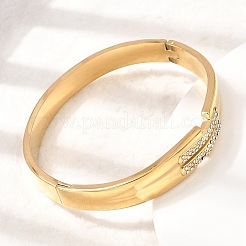 Brazaletes articulados de acero inoxidable 304 con cristales de imitación de diamantes para mujer.&nbsp;SA-CBAF851-08G