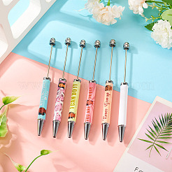 6 stylo à bille en plastique imprimé 6 styles&nbsp;AJEW-TA0001-82