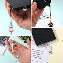 14 Stück 14 Stile Katzenform & Pfotenabdruck Legierung Emaille Handy Staubdicht Stecker&nbsp;HJEW-WR00020