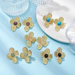 Orecchini a bottone con fiori di pietre preziose naturali miste&nbsp;EJEW-JE05319-01