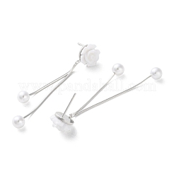 Pendientes de botón de plata de ley 925&nbsp;EJEW-P296-03P