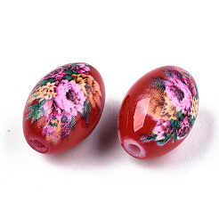 Perles de verre opaques imprimées et peintes à la bombe&nbsp;GLAA-S047-07B-D01