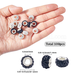 100 Stück 2 Farben Polymer Clay Strass europäischen Perlen&nbsp;CPDL-SP0001-02