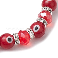 4 Stück 4 Farben Böse Augen handgemachte Bunte Malerei & galvanisiertes Glas Stretch Armband Sets&nbsp;BJEW-TA00520