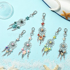 12 pieza de 6 colores de tortuga marina sintética turquesa y aleación colgante decoraciones&nbsp;HJEW-YW00245