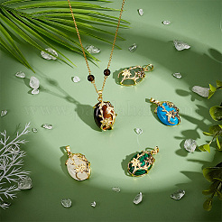 5 pièces 5 styles pendentifs en pierres précieuses mixtes naturelles et synthétiques&nbsp;G-PH0036-01