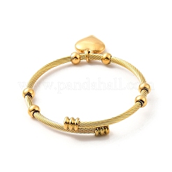 Placcatura ionica (ip) 304 acciaio inossidabile cuore ciondoli bracciale polsino&nbsp;BJEW-P283-07G