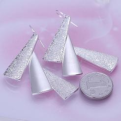 Orecchini pendenti triangolari in ottone testurizzato placcato color argento&nbsp;EJEW-BB11934
