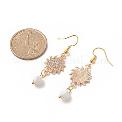 Sole di strass di cristallo con orecchini pendenti in howlite naturale&nbsp;EJEW-JE05144