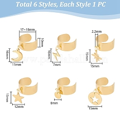 Ensemble de 6 anneaux de manchette ouverts en acier inoxydable 304 de style 6 pièce&nbsp;RJEW-AB00013