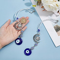 2 Stück blaues Auto-Hängeornament mit bösem Blick&nbsp;HJEW-DC0001-12
