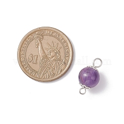 6 Stück 6 Stile naturgefärbtes grünes Tigerauge & grüner Aventurin & Karneol & gefärbter gestreifter Achat & Amethyst & Tigerauge runder Verbinder Charms&nbsp;PALLOY-JF04272