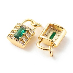 Pendentifs en laiton zircon cubique micro pavé vert&nbsp;ZIRC-P094-21G-RS