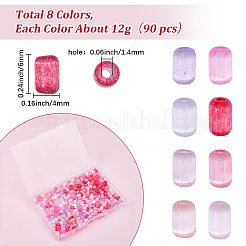 96 g 8 Farben Imitation Katzenaugenglas Zylinderförmig Saatperlen&nbsp;GLAA-SC0003-20B